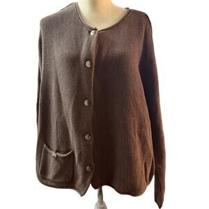 J . Jill Chunky Seed Stitch Cardigan Sweater, Brown Mushroom, Women's Size Large